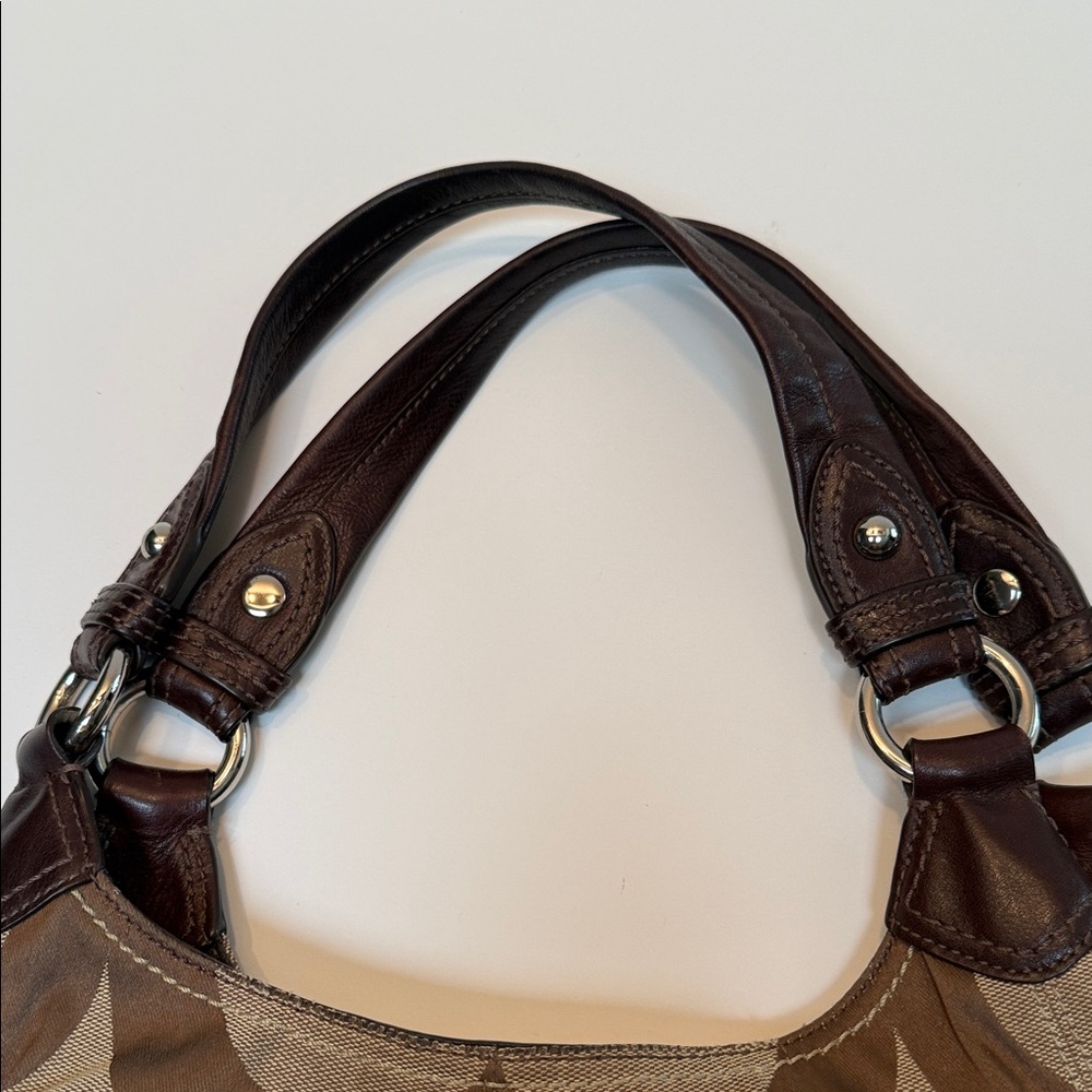 Coach Brown and Tan Signature Shoulder Bag - Picture 13 of 13